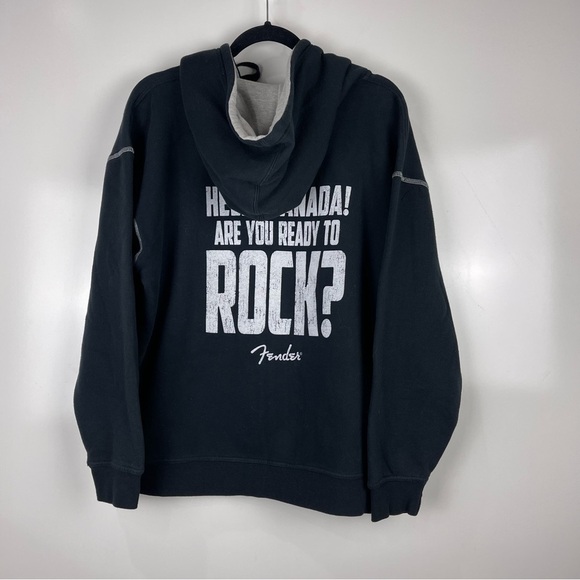 Fender Canada Are You Ready To Rock Zip Up Hoodie Black Men's Size Medium - Picture 2 of 9